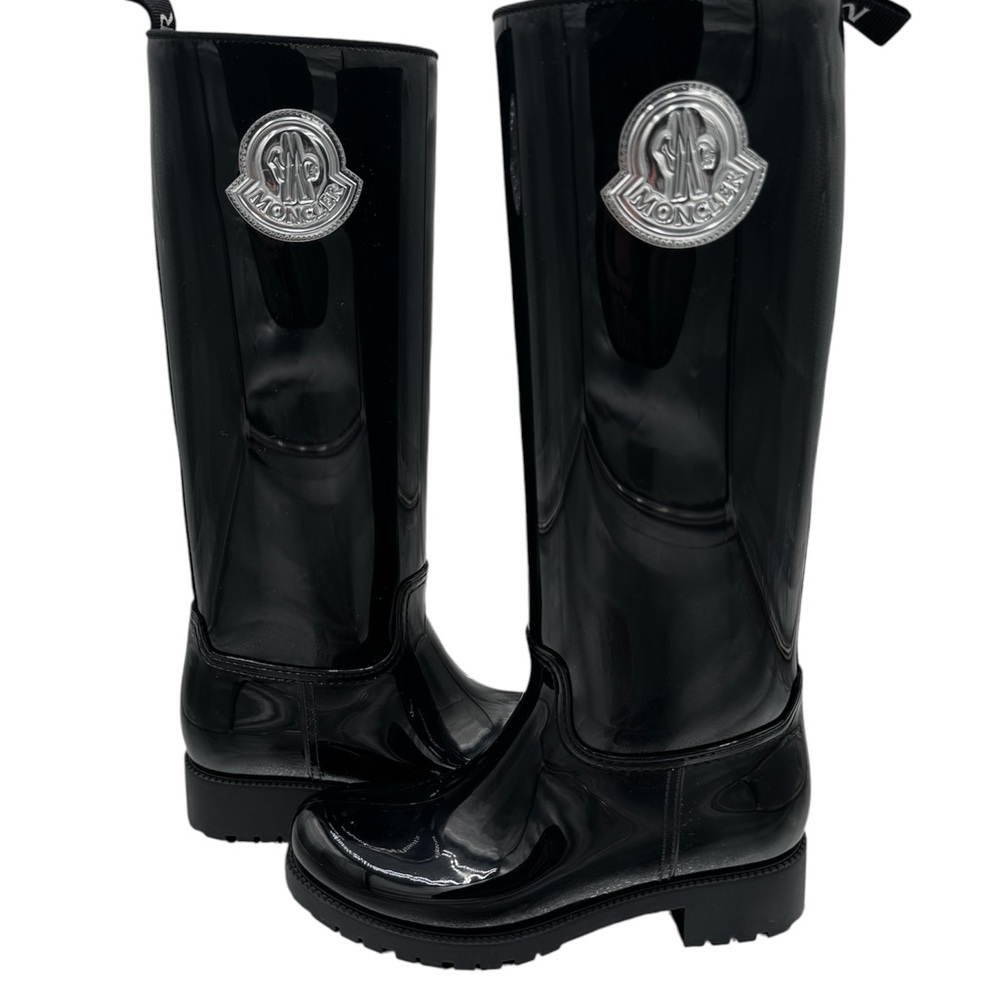 Moncler Black Logo Knee-High Boots - Picture 13 of 13